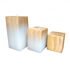 Trio de velas quadradas 7cm branca/Ouro