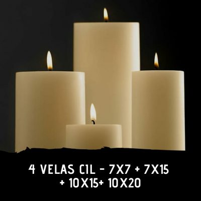 4 velas cilindro 7x7 + 7x15 + 10x15 + 10x19 cor branca